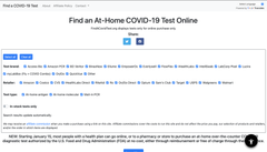 FindACovidTest.org screenshot